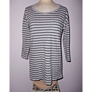 Shiraz Burgundy Striped Rayon 3/4 Sleeve Tunic XS